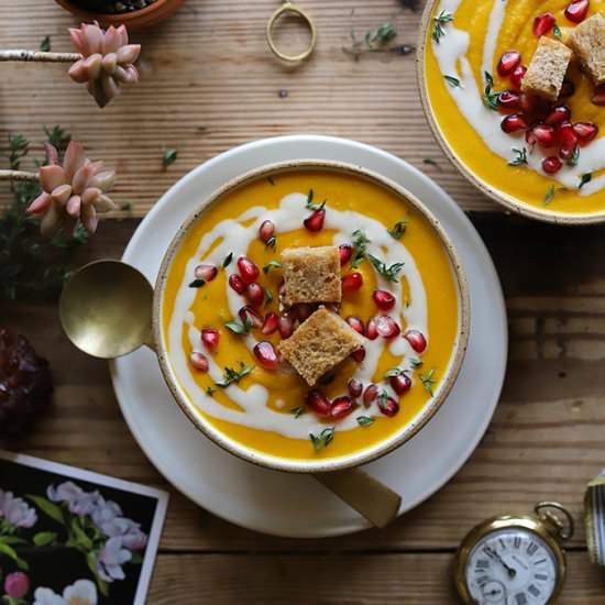 Red Kuri Squash and Lentil Soup