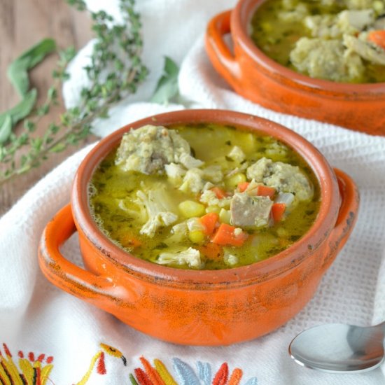 Turkey Stuffing Dumplings Soup