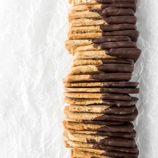 chocolate dipped almond cookies