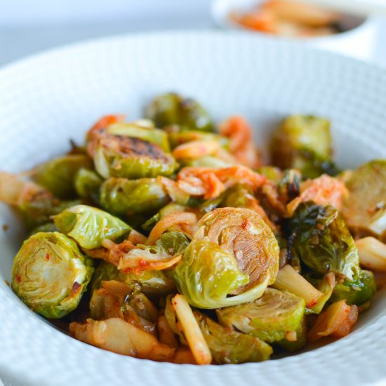 Roasted Brussels Sprouts and Kimchi