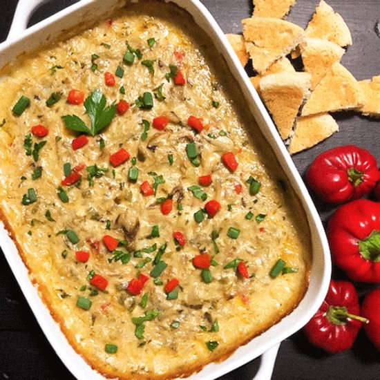 Spicy Hot Crab Dip With Artichokes