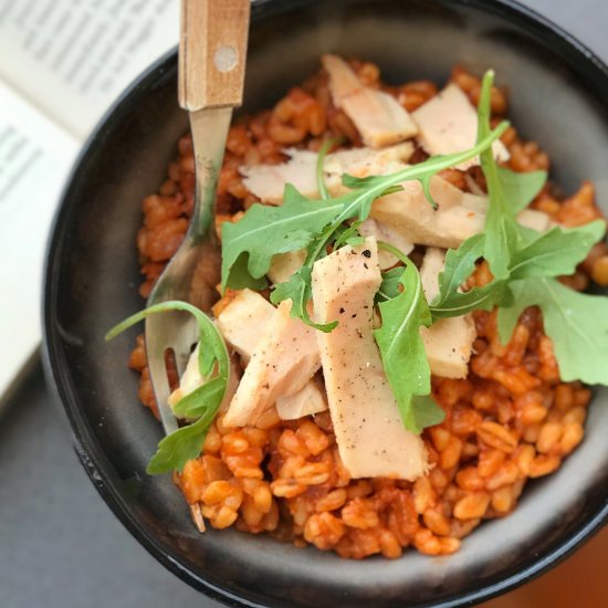 Tomato Risotto with Barley & Tuna