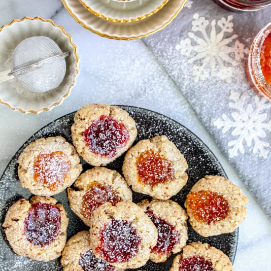 Almond and Jam Thumbprint Cookies