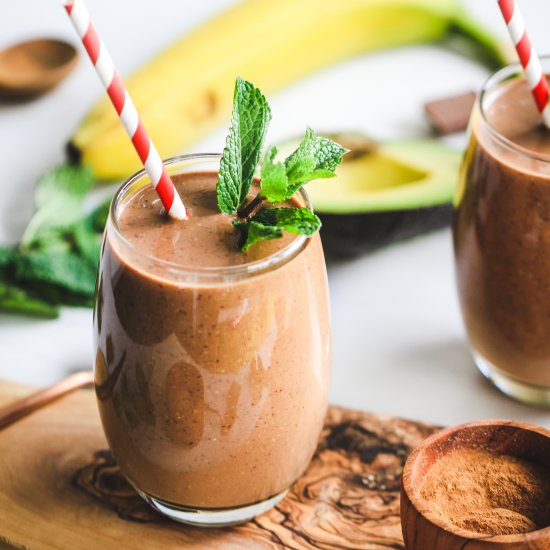 Vegan Chocolate Avocado Smoothies