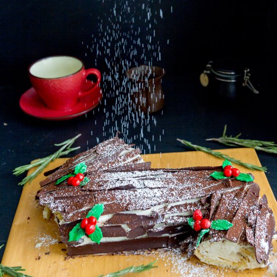 Eggnog Yule Log Cake- Buche de Noel