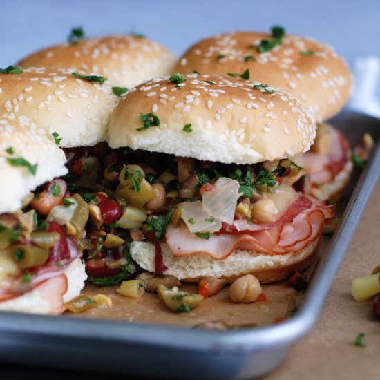 Five Bean Salad Mini Muffulettas