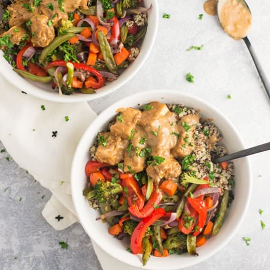 Peanut Tofu Quinoa Bowls