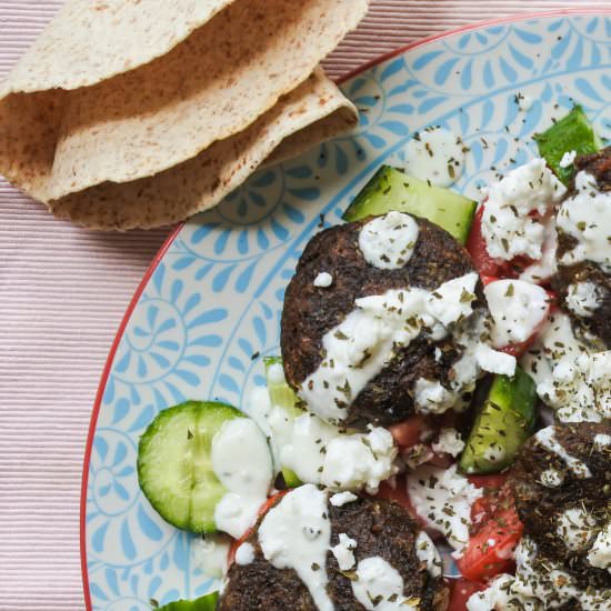 Lentil Cakes with salad