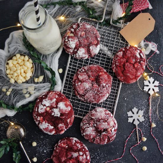 Red Velvet Crinkle Cookies