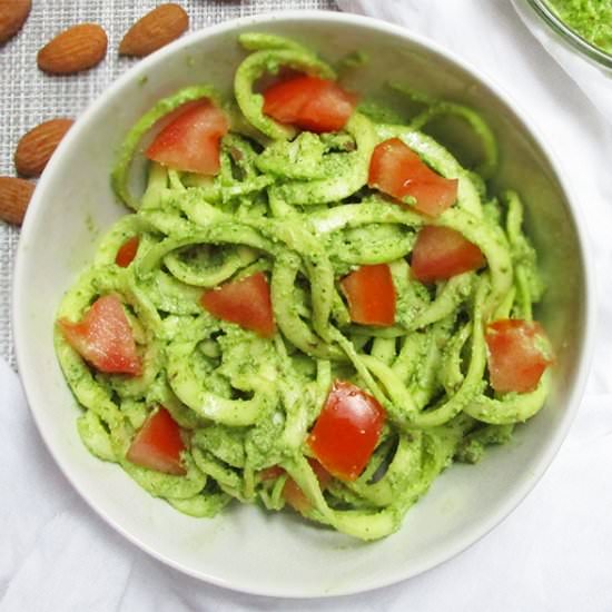 Zucchini Noodles With Almond Pesto