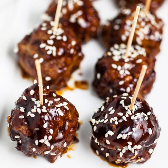 Crockpot Teriyaki Turkey Meatballs