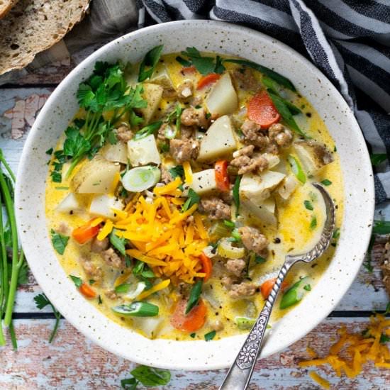 Sausage and Potato Beer Cheese Soup