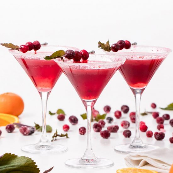 Cinnamon red mint cranberry martini