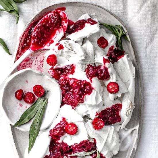 Pavlova Slab with Cranberry Chia