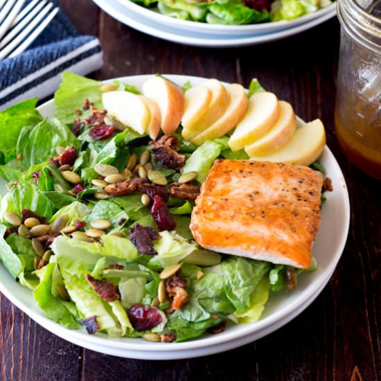 Fall Salad with Bacon Seared Salmon