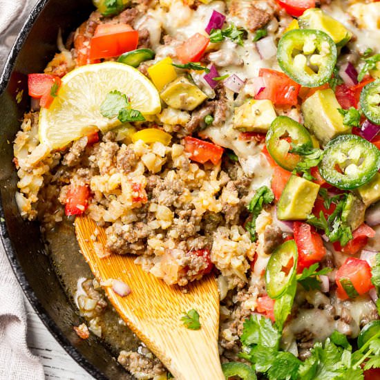 Beef Cauliflower Keto Burrito Bowl