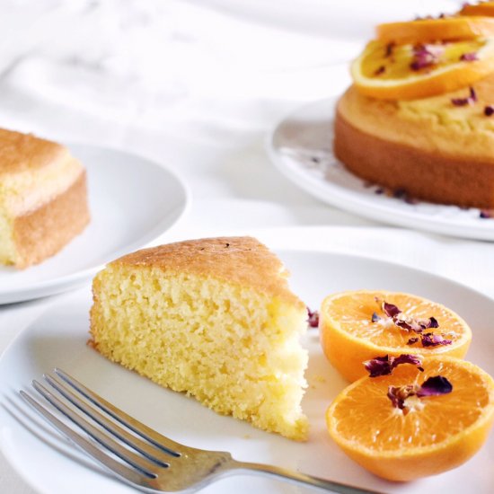 Orange and Rose Polenta Cake