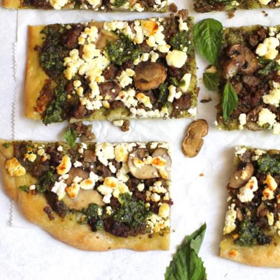 Sausage & Mushroom Pesto Flatbread