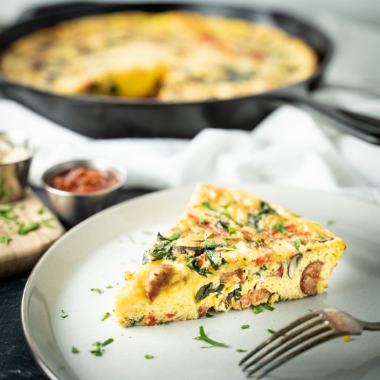 Chorizo and spinach frittata