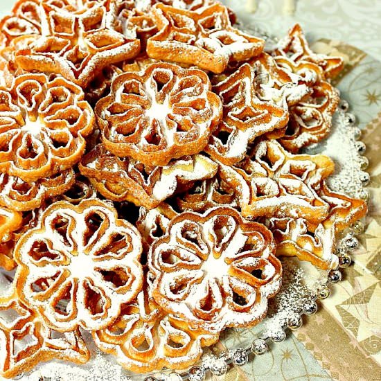 Fried Rosette Snowflake Cookies