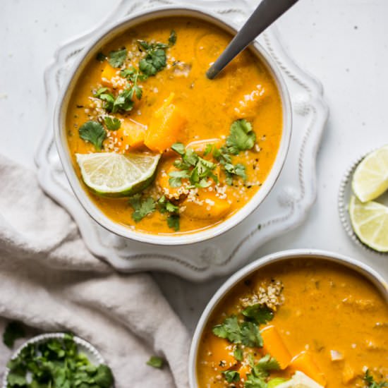 Curried Butternut + Lentil Soup