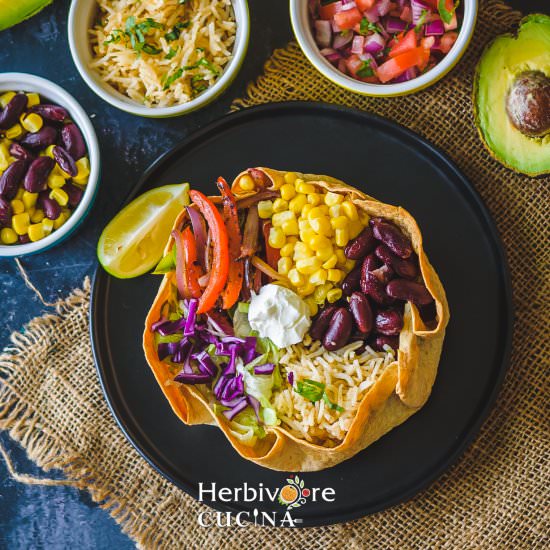 Taco Salad in a Baked Tortilla Bowl