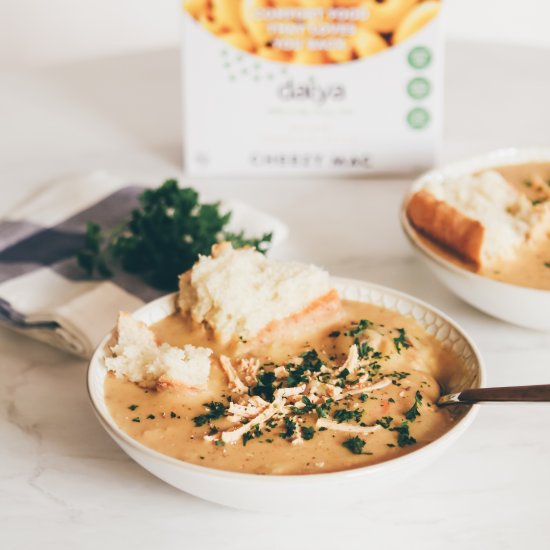 Cheesy Cauliflower + Potato Soup