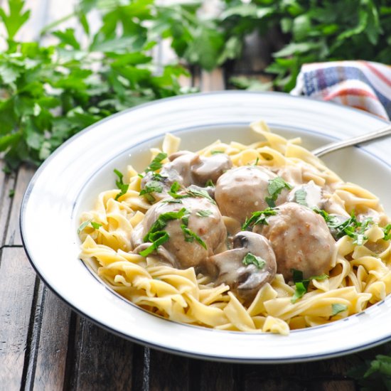 Slow Cooker Meatball Stroganoff