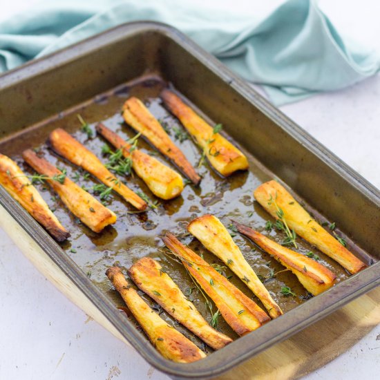 Roast Parsnips with Honey and Thyme