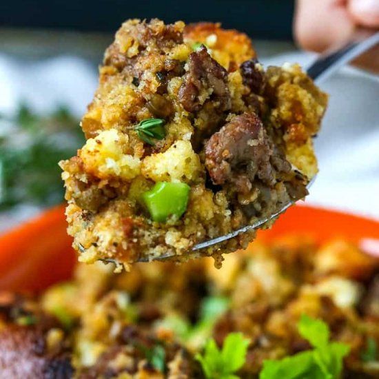 Spicy Sausage Cornbread Stuffing