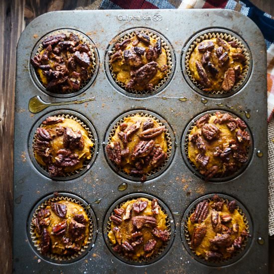 Pumpkin Muffins with Sugar Pecans