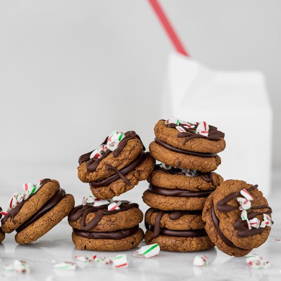 Peppermint Ganache Sandwich Cookies