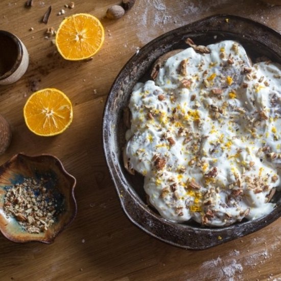 Spelt orange pecan cinnamon buns