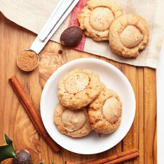 Vegan Eggnog Cheesecake Thumbprints