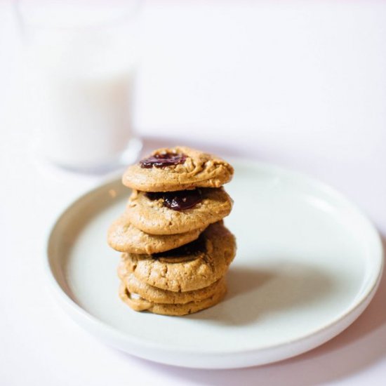 Cashew Raspberry Thumbprint Cookies