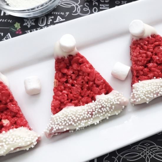 Santa Hat Rice Krispie Treats