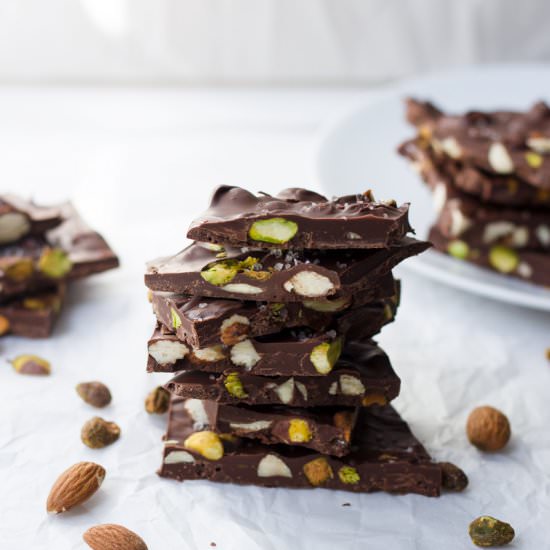 Pistachio and Almond Chocolate Bark