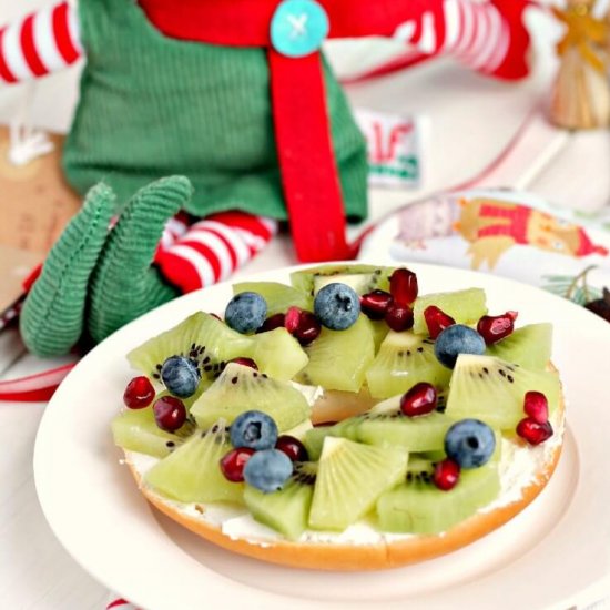 Fruity Christmas Wreath Bagels