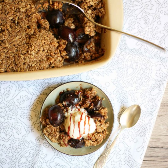 Plums under Walnut Oat Crumble