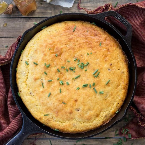 Bacon and Cheddar Skillet Cornbread