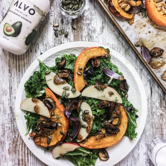 Roasted Pumpkin, Mushroom & Kale