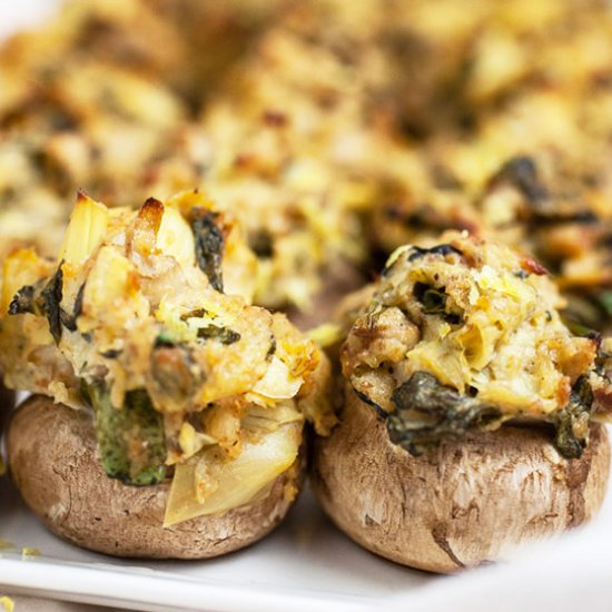 Spinach Artichoke Stuffed Mushrooms