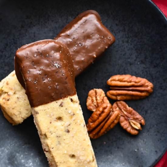 Chocolate Dipped Pecan Shortbread