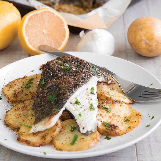 FRENCH BAKED TURBOT WITH POTATOES