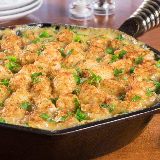 Skillet Tator Tot Chicken Pot Pie