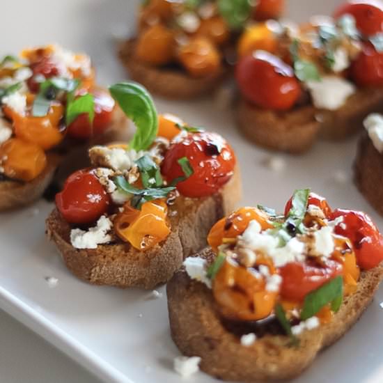 Cherry Tomato Goat Cheese Crostini