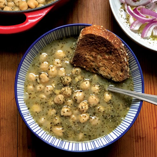 Greek chickpea lemon soup