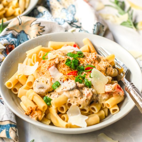 Soy chorizo pasta