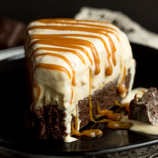 Caramel Brownie Ice Cream Cake