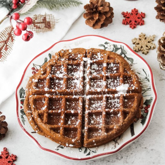 Graham Cracker Gingerbread Waffles